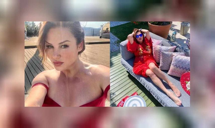 Deniz Seki kırmızı mayosu ile tatil sezonunu açtı. Cesur pozu ile 'akşam güneşi kime vuruyordu' paylaşımı