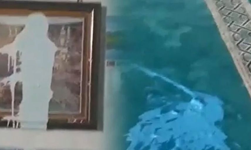 Denizli'de Camiye Çirkin Saldırı! Halıları Boyadılar, Avizelere Zarar Verdiler