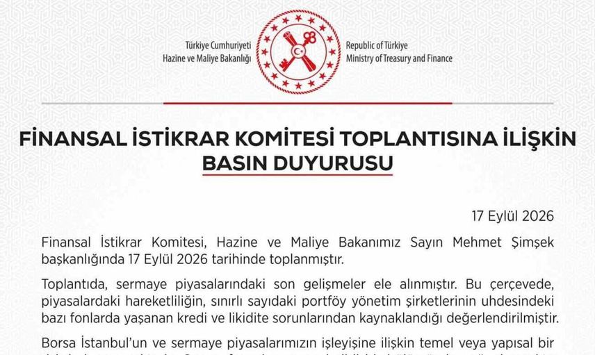 Borsa İstanbul'da yapısal risk yok: Finansal istikrar komitesinden açıklama