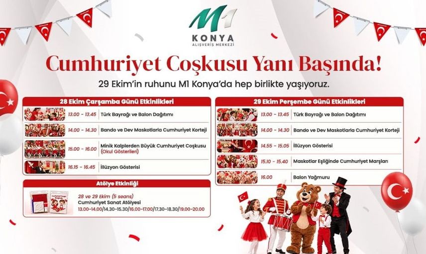 Cumhuriyetin 103. yılına özel M1 Konya AVM'de eğlenceli etkinlikler
