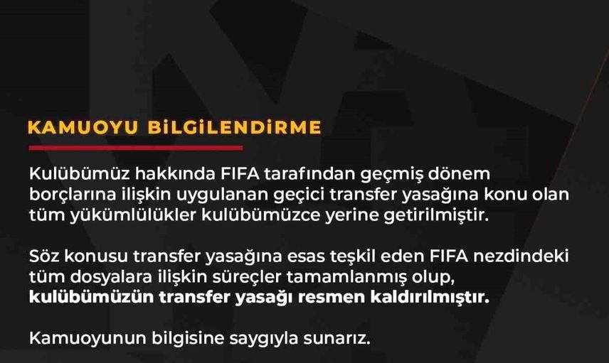 Kayserispor'da transfer yasağı sona erdi: Başkan Çamlı müjdeyi verdi