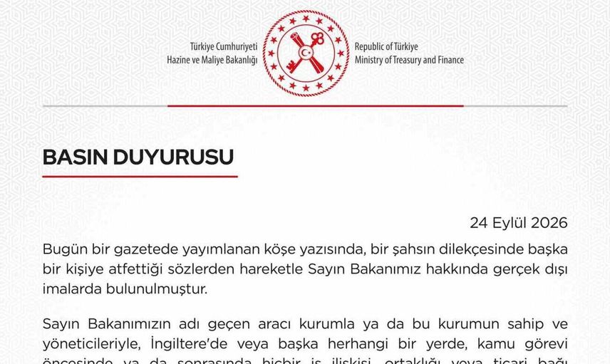 Hazine ve Maliye Bakanlığı, Bakan Şimşek'e yönelik iddiaları yalanladı