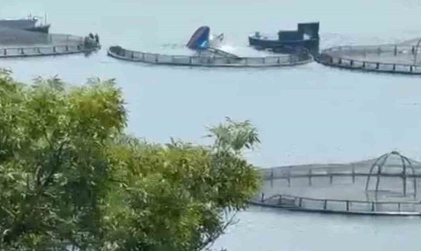 Derbent Barajı'nda vinç teknesinin batması, balık kafesini etkiledi