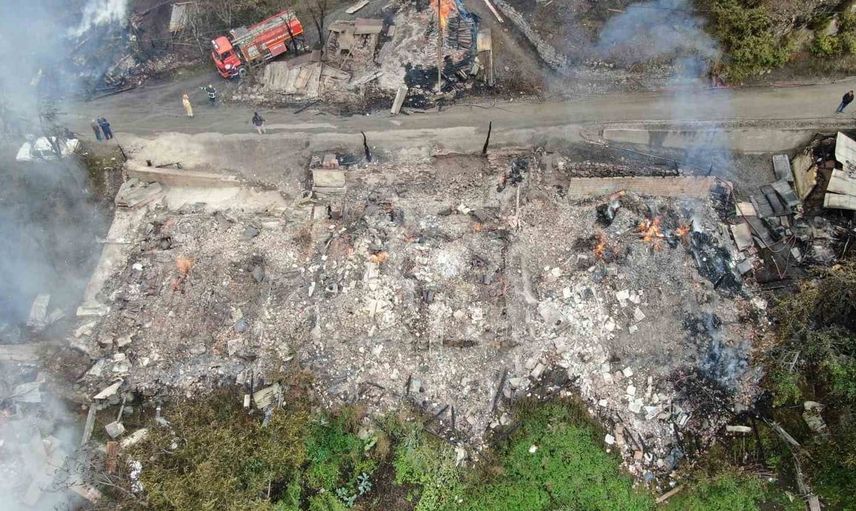Kastamonu'daki yangın sonrası köy havadan görüntülendi