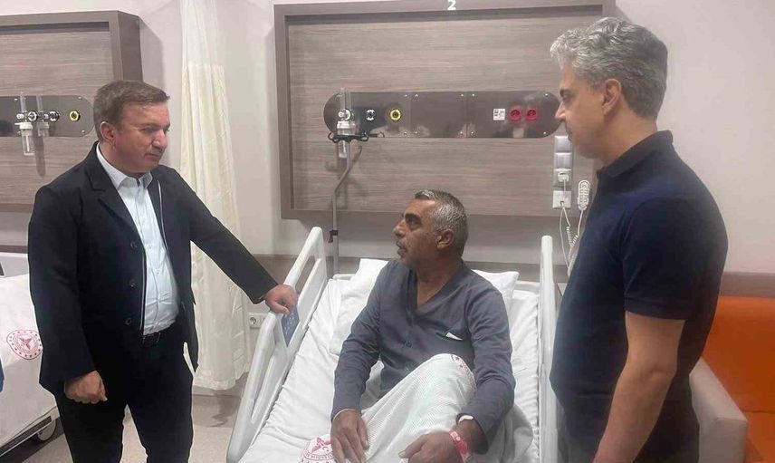 Vali Aydoğdu'dan Kargın Belediye Başkanı Güneş'e geçmiş olsun ziyareti