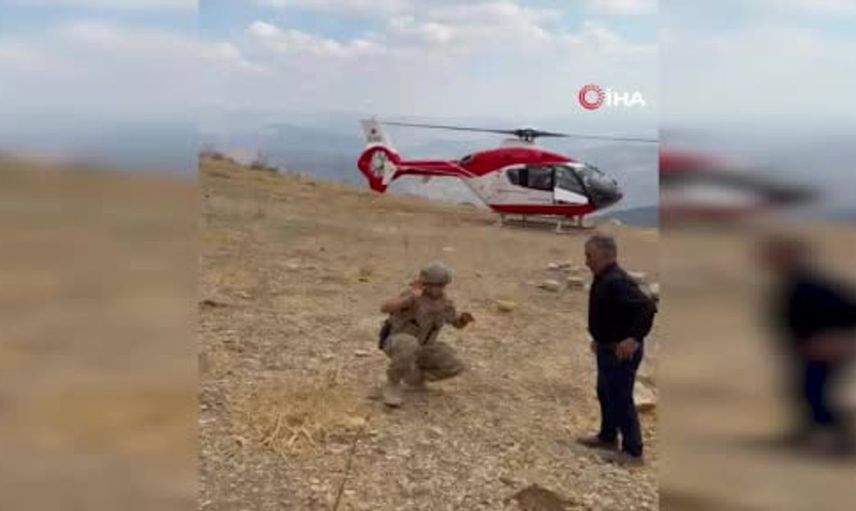 Siirt'te yerleşim yeri ulaşılmazken beyin kanaması geçiren kadına hava ambulansı sevk edildi