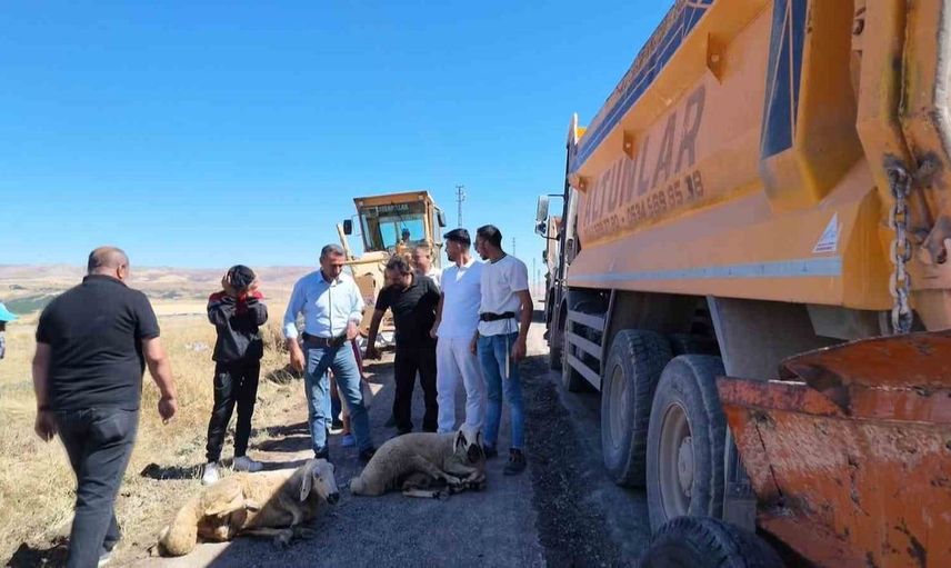 Harun köyündeki yol genişletme çalışmaları dualarla başladı