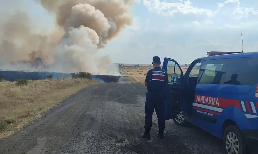 Edirne'de çıkan yangın merada paniğe neden oldu
