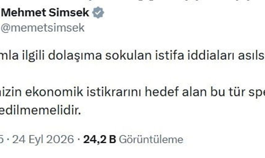 Hazine ve Maliye Bakanı Şimşek'ten istifa iddialarına yanıt