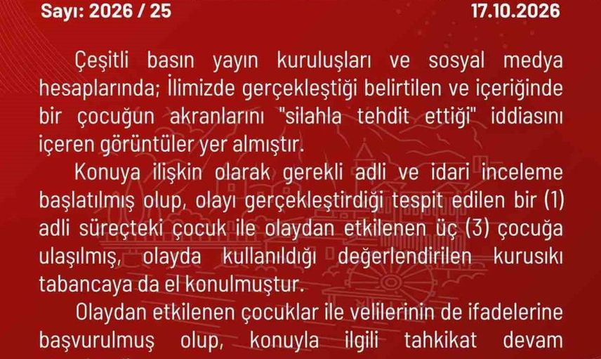 Amasya'da bir çocuk, kurusıkı tabancayla arkadaşlarını tehdit etti: Olay sonrası soruşturma başlatıldı