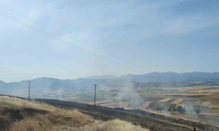 Elazığ'da çıkan yangında 40 dönümlük arpa tarlası yandı