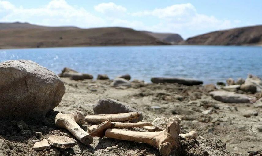 Erzurum'da Barajın Çekilmesiyle Mezarlık Gün Yüzüne Çıktı