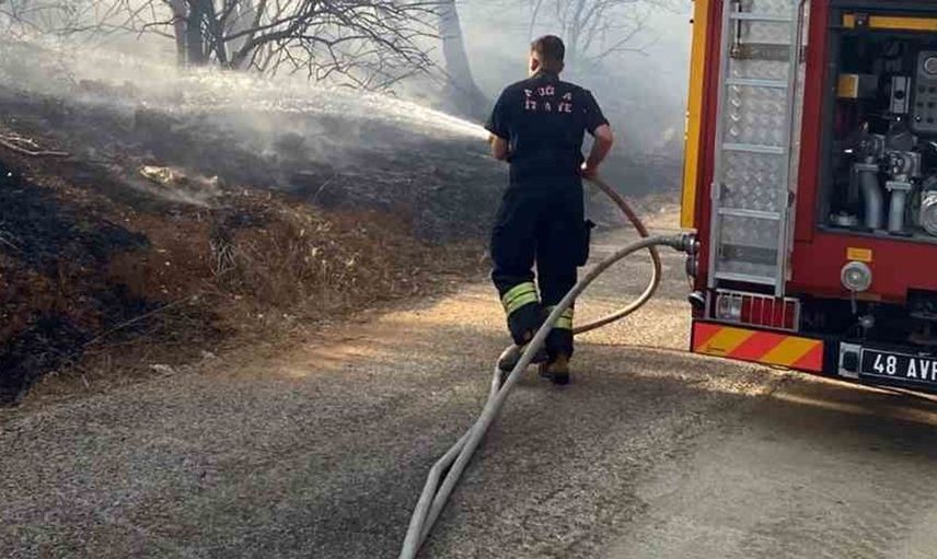 Bodrum-Milas karayolunda ot yangını kontrol altına alındı