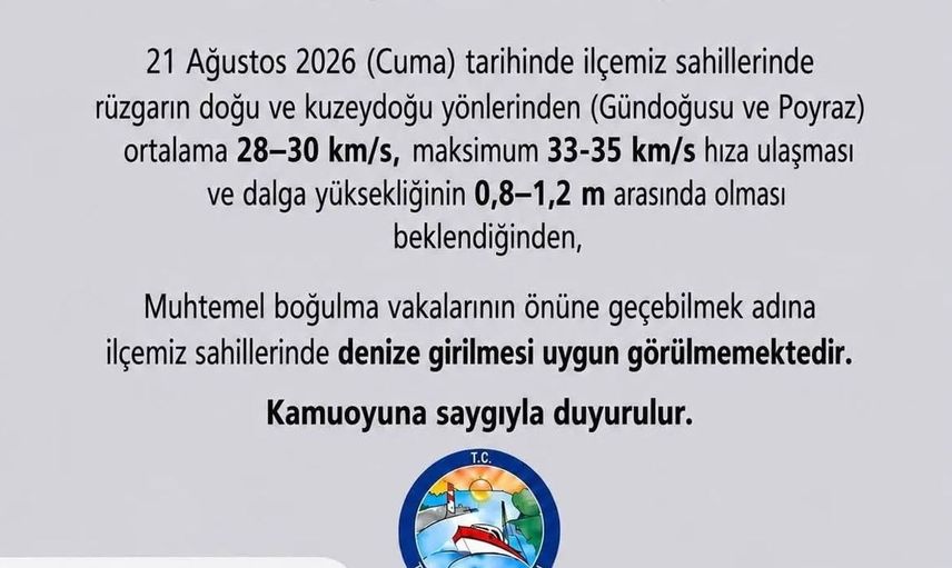Sinop'un Türkeli ilçesinde olumsuz hava şartları nedeniyle denize girilmemesi önerildi