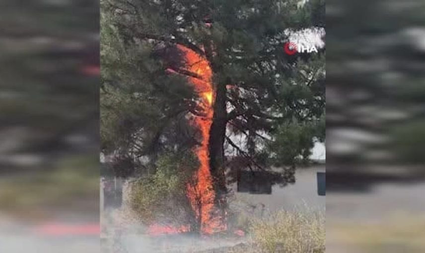 Feke'de orman yangınına havadan müdahale