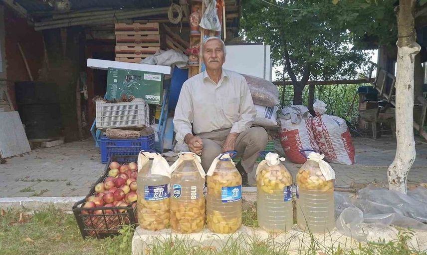 Hasan Soyugür'ün elma dönüşümü: Dibe düşen elmalar doğal sirkeye dönüşüyor