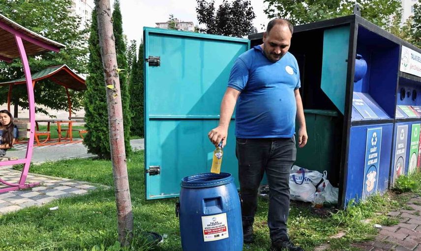 Talas'ta çevreyi korumaya yönelik atık yağ toplama kampanyası devam ediyor