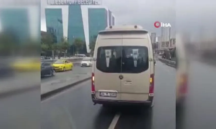 Esenyurt'ta dolmuş sürücüsü otobüsü engellerken yolcular isyan etti
