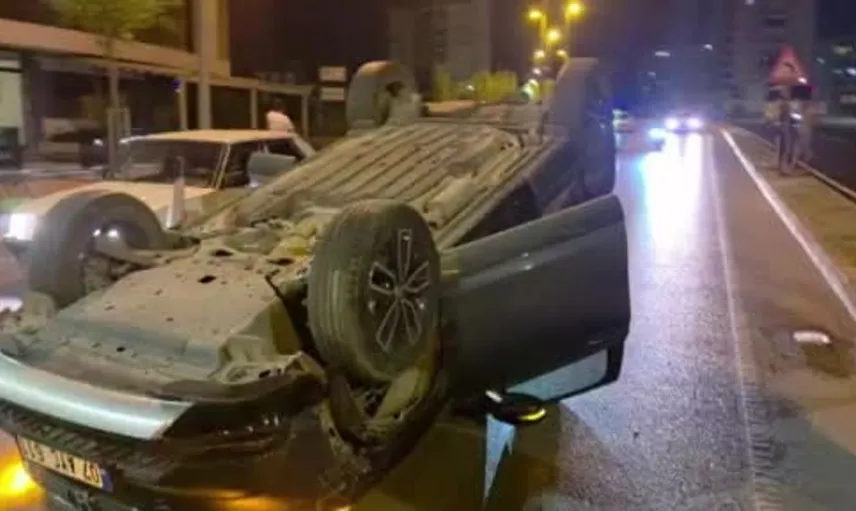 Antalya'da virajı alamayan otomobil takla attı: Sürücü hastaneye kaldırıldı