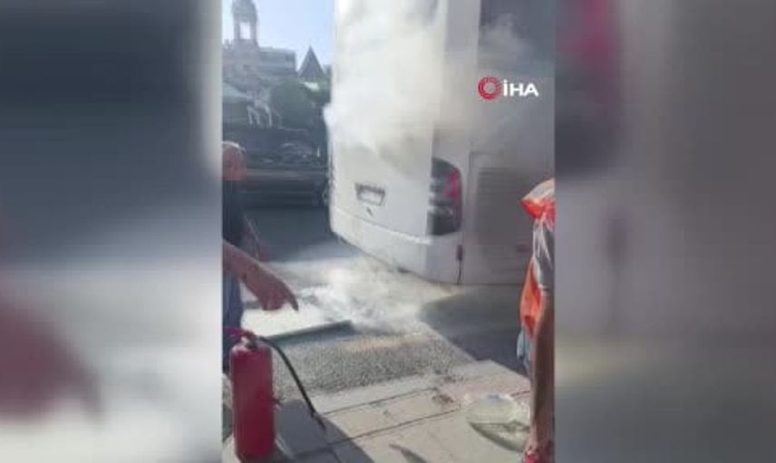 Polatlı'da seyir halindeki otobüste yangın çıktı