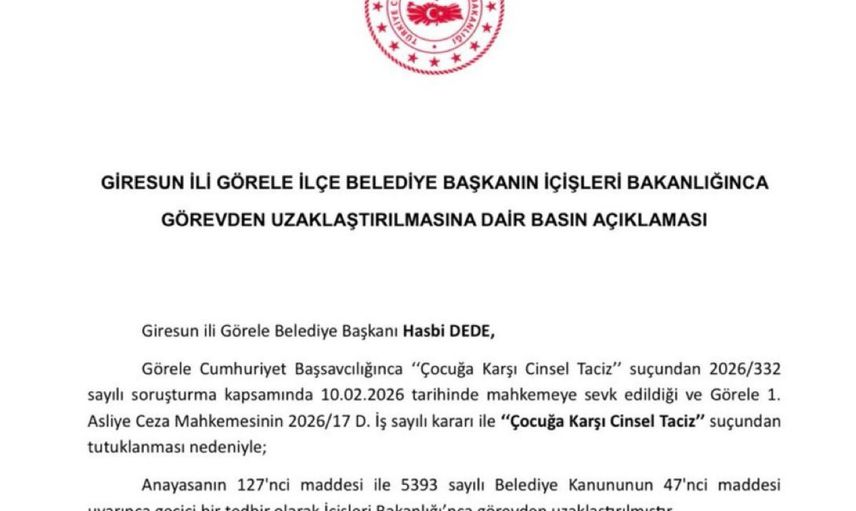 Görele Belediye Başkanı Görevden Uzaklaştırıldı