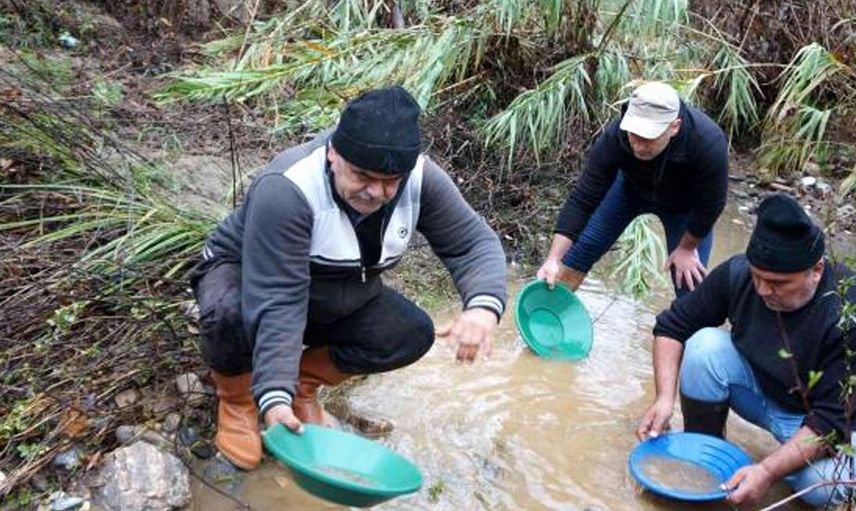 Kim görse şaşırıyor! Derelerde oluşan çamurun içinde altın arıyorlar, haftada 8 grama kadar çıkıyor!
