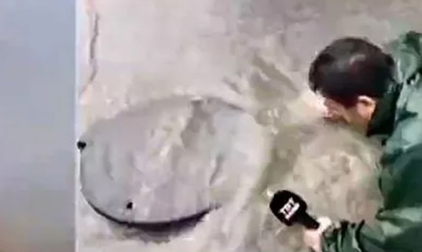 Haber sunan muhabir neye uğradığını şaşırdı! Canlı yayında rögarın içine düştü