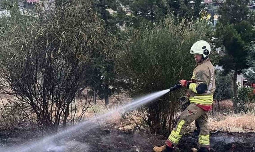 İskenderun'da otluk alanda çıkan yangın kontrol altına alındı