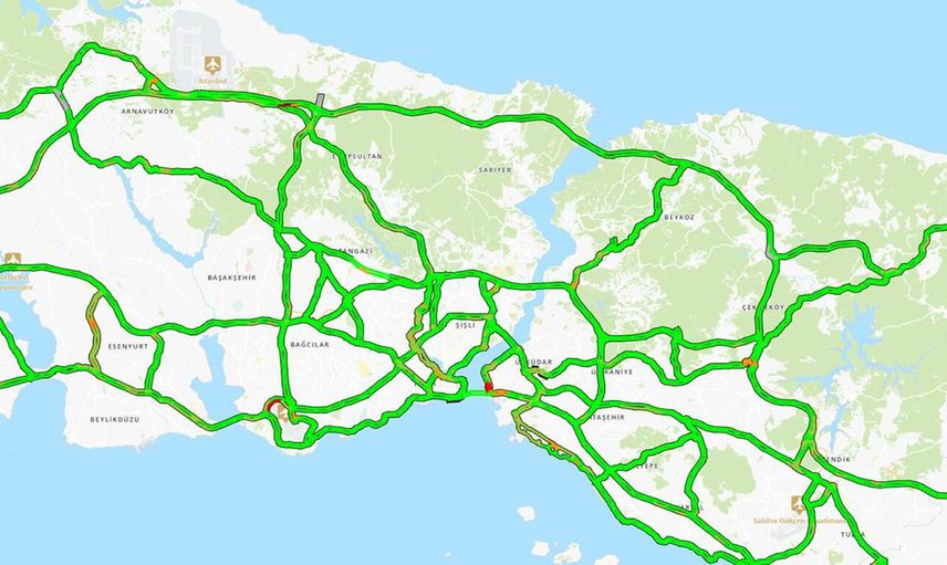 İstanbul trafiği Ramazan Bayramı tatiliyle "Yeşile" büründü!
