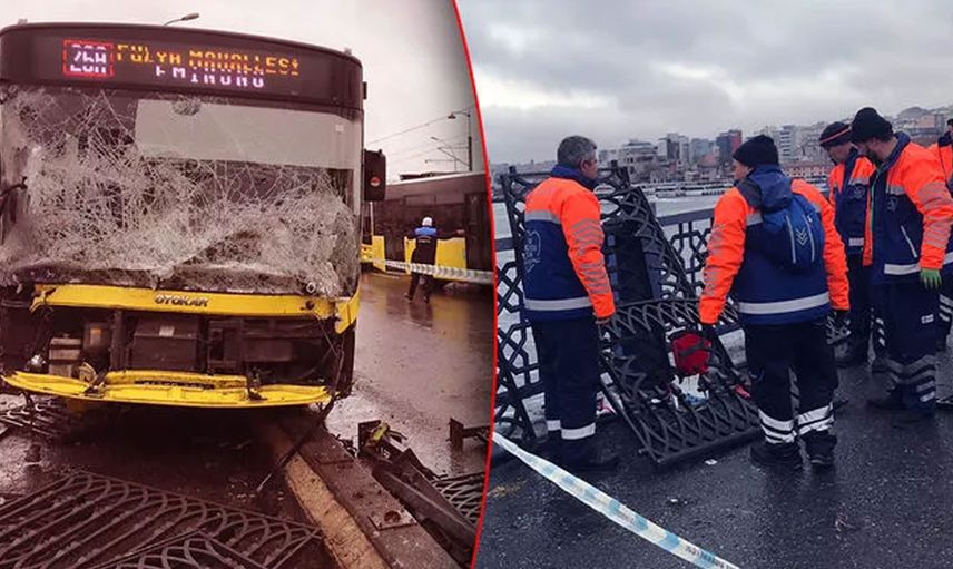 İstanbul’da korku dolu anlar: İETT otobüsü Galata Köprüsü’ne daldı