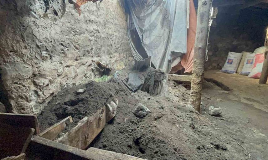 Kars'ta sağanak yağış nedeniyle ahır çöktü