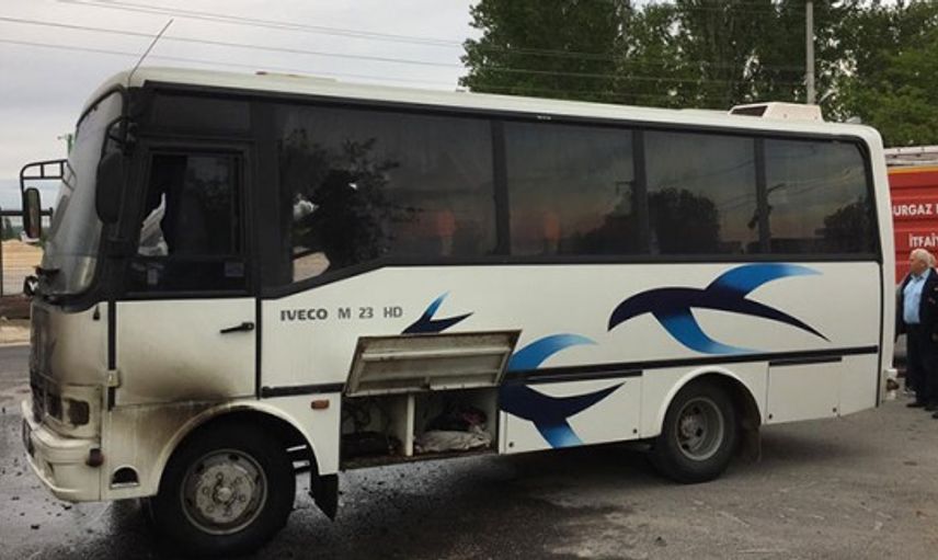 Kırklareli'nde İşçileri Taşıyan Servis Seyir Halindeyken Alev Aldı