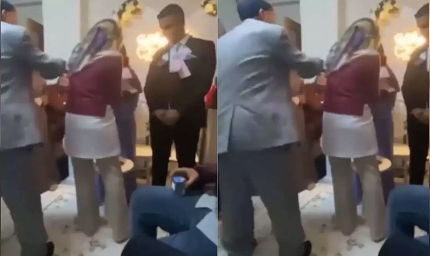 Nişan töreninde herkesi şok eden görüntüler! Ne yapıyor bu adam?