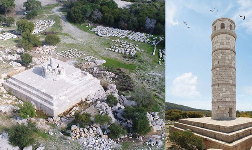 Tarihi Patara Deniz Feneri Orijinal Taşlarla Yeniden Ayağa Kaldırılıyor