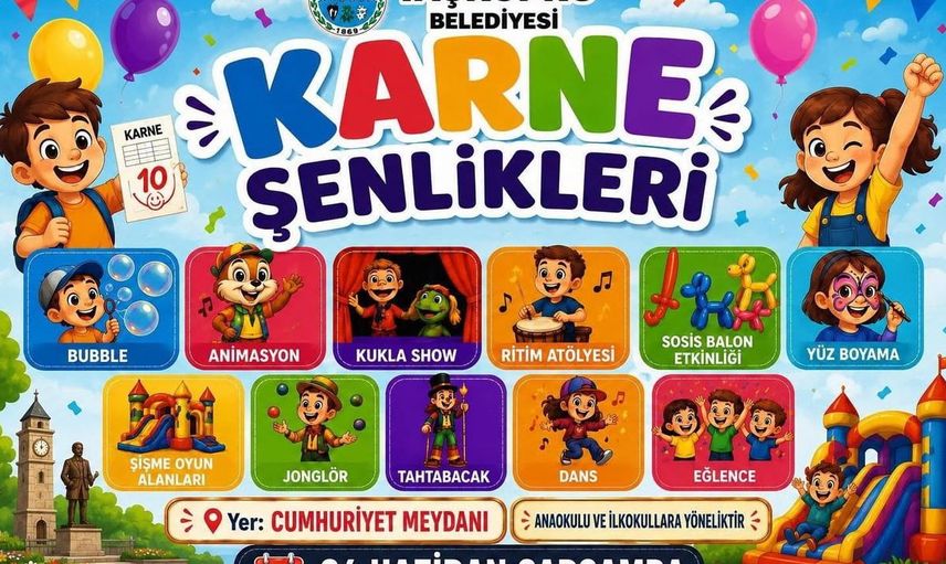 Taşköprü Belediyesi'nden çocuklara karne şenliği