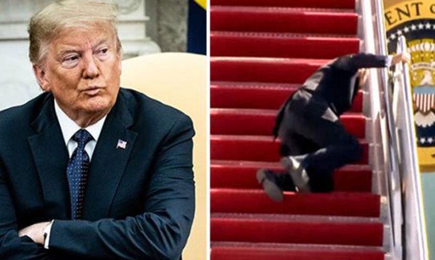 Trump Biden'ın Merdivenlerden Düşmesini Yorumladı