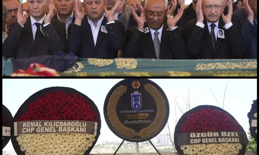 Tek parti, iki "Genel Başkan": Cenazedeki çelenkler dikkat çekti