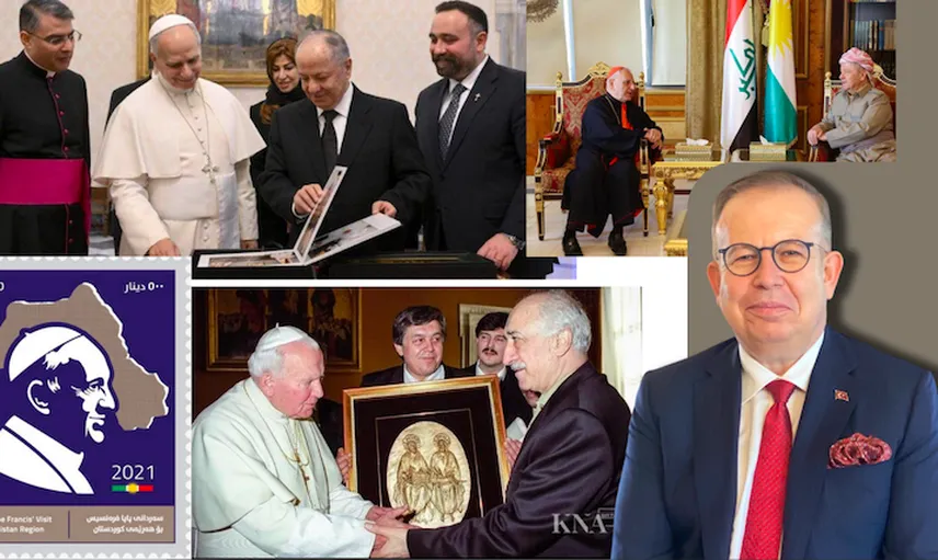 Vatikan-Barzani Hattında Bu İlk Değil! Önce Sözde ''Büyük Kürdistan'' Haritalı Pul, Şimdi Barzani'ye Papalık Şövalyeliği!