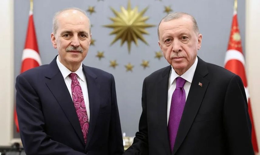 Cumhurbaşkanı Erdoğan, Kurtulmuş’u Cumhurbaşkanlığı Külliyesi’nde kabul etti